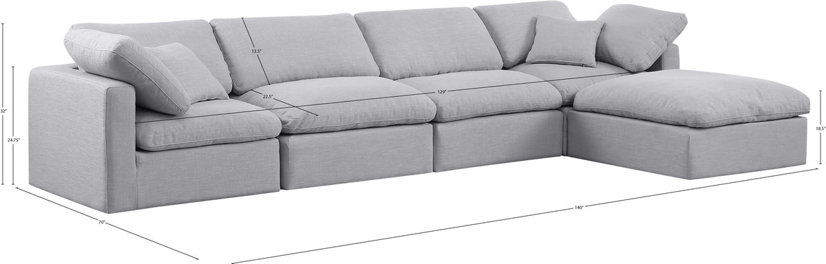 Indulge - Linen 5 Piece Modular Sectional With Chaise