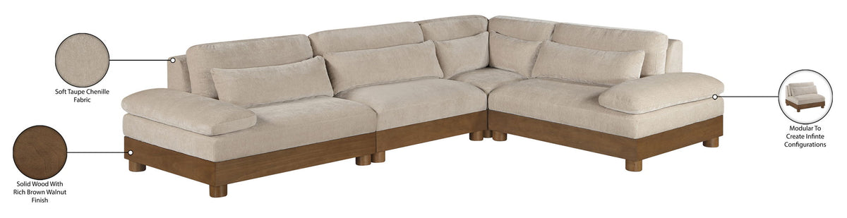 Turin - Chenille Fabric Upholstered Modular Sectional - Taupe