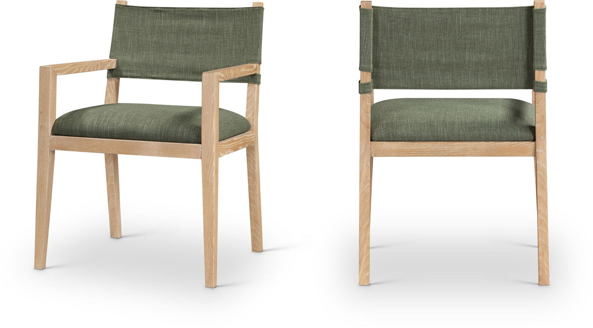 Avon - Linen Textured Performance Fabric Upholstered Dining Arm Chair