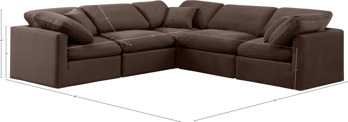 Indulge - Velvet 5 Piece Modular Corner Sectional