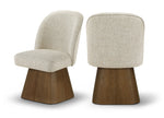 Marlowe - Linen Textured Fabric Upholstered Swivel Dining Side Chair - Stained Brown