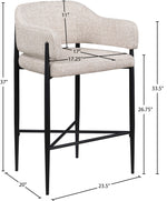 Dame - Fabric Upholstered Counter Stool (Set of 2)