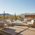 Pavilion - Powder Coated Metal Rectangle Outdoor Coffee Table With Sintered Stone Table Top - Natural