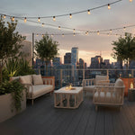Breeze - Powder Coated Metal Rectangle Outdoor Coffee Table With Sintered Stone Table Top - Cream