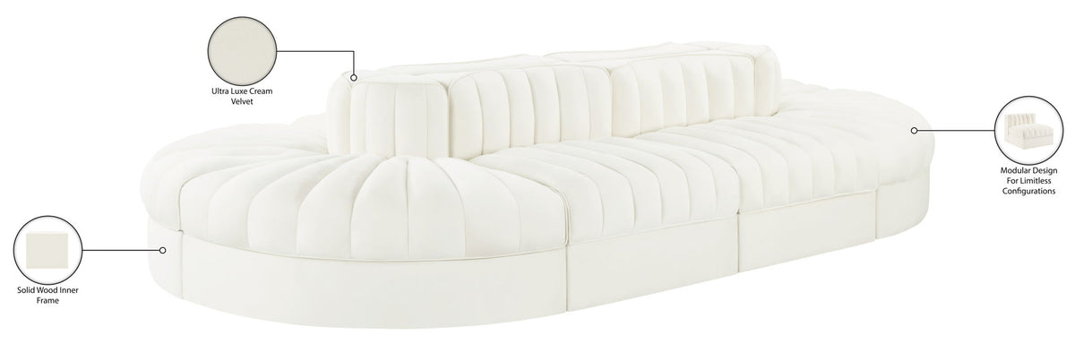 Rummi - Oval Velvet Performance Fabric Upholstered 8 Piece Modular Sectional