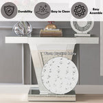Nysa - 32"H Console Table - Mirrored & Faux Crystals