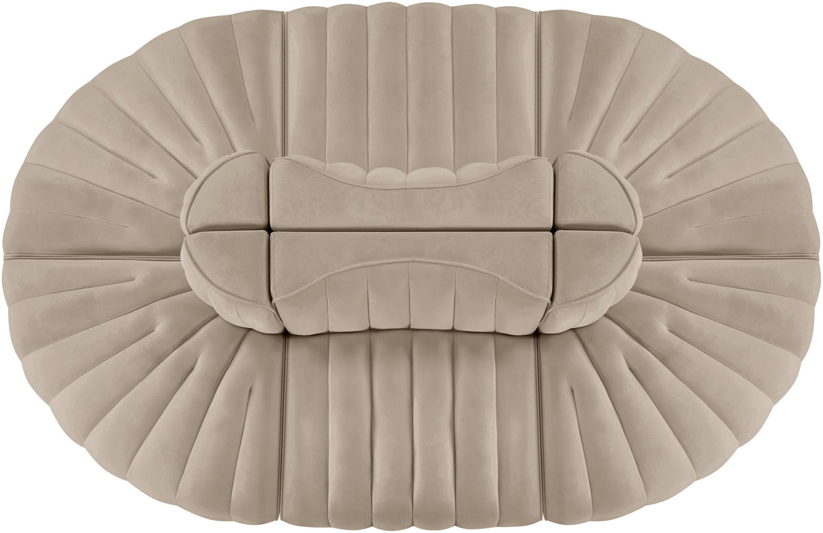 Rummi - Oval Velvet Performance Fabric Upholstered 6 Piece Modular Sectional