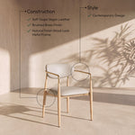 Ronda - Vegan Leather Upholstered Dining Arm Chair - Natural Legs