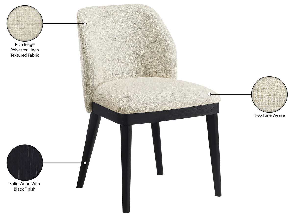Valeo - Linen Textured Fabric Upholstered Dining Chair (Set of 2) - Painted Black Base