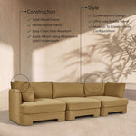 Hammond - Velvet Performance Fabric Upholstered 3 Piece Sofa