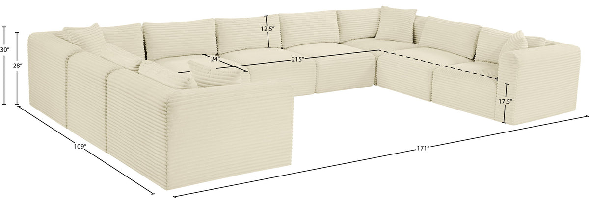 Shaggy - 9 Piece Modular U-Shaped Sectional
