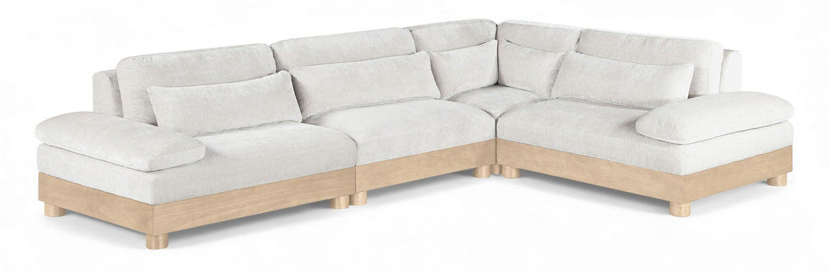 Turin - Chenille Fabric Upholstered Modular Sectional - White