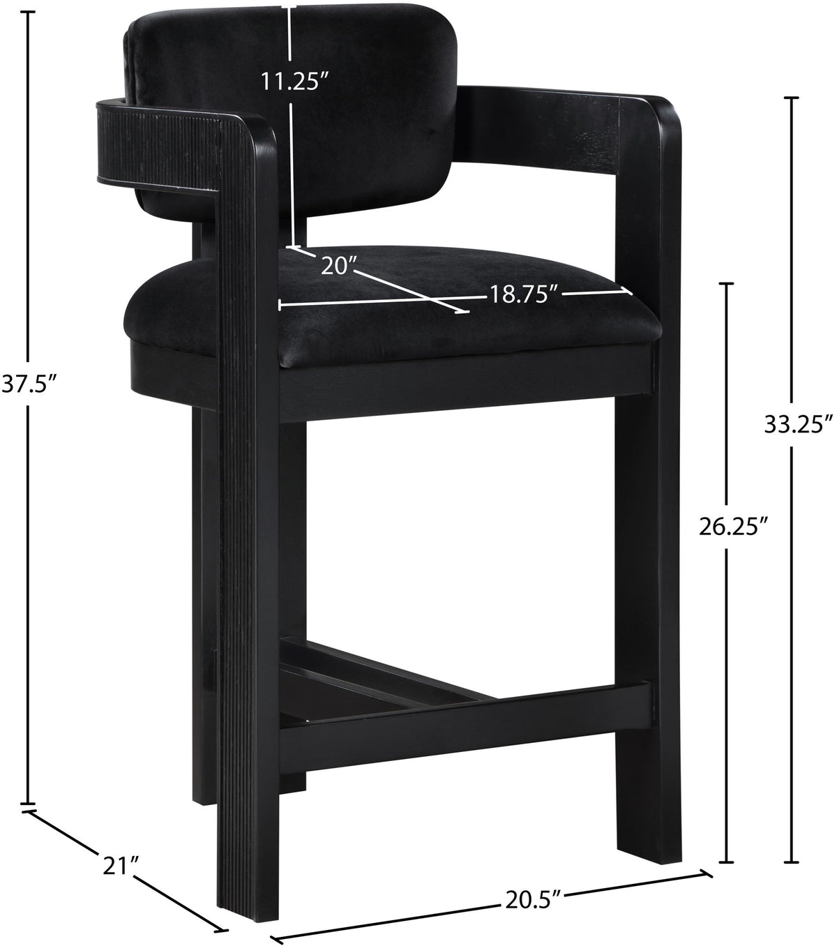 Sacha - Velvet Stool With Black Base