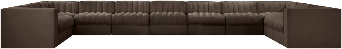 Rummi - Velvet Performance Fabric Upholstered 11 Piece Modular Sectional