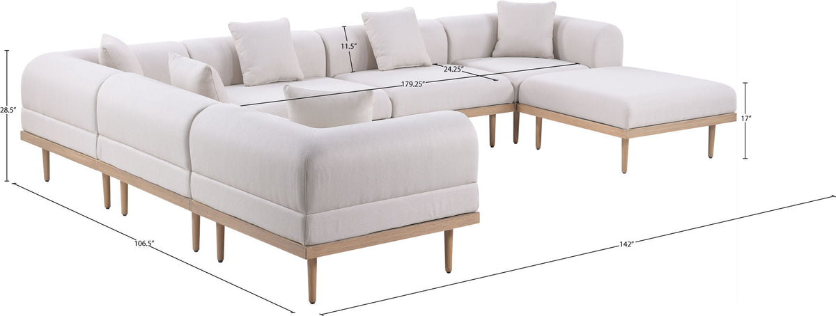 Laguna - 7 Piece Resilient Water Resistant Fabric 142" Upholstered Outdoor Patio Modular Sectional