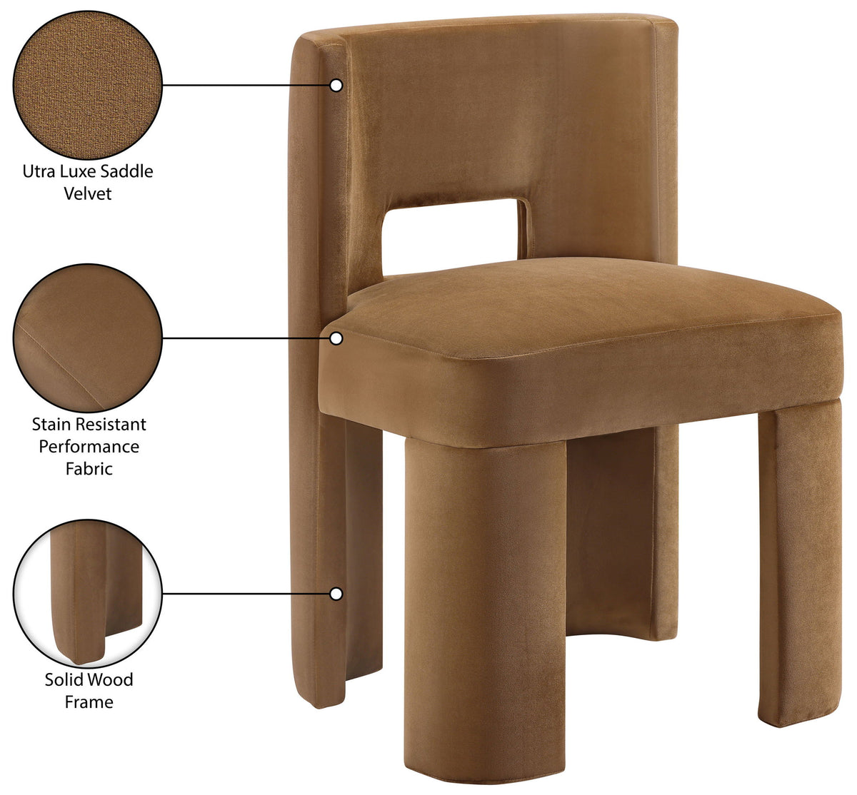 Zuno - Velvet Performance Fabric Upholstered Dining Chair (Set of 2) - Saddle