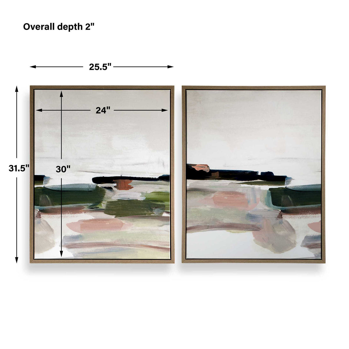Just - Peaking Framed Abstract Prints (Set of 2) - Black / Gray / Green / Pink / Purple / White