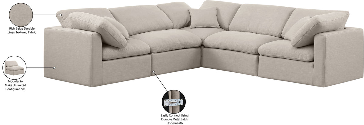 Indulge - Linen 5 Piece Modular Corner Sectional