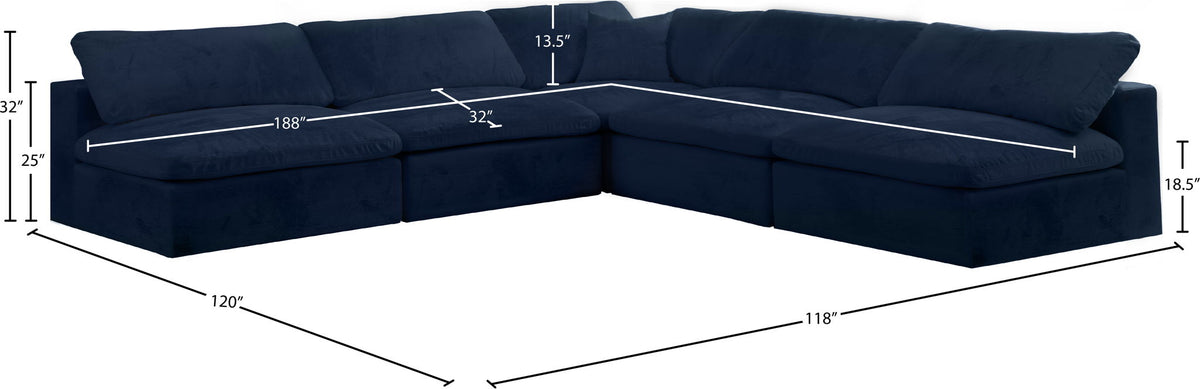 Cozy - 5 Piece Modular Corner Armless Sectional