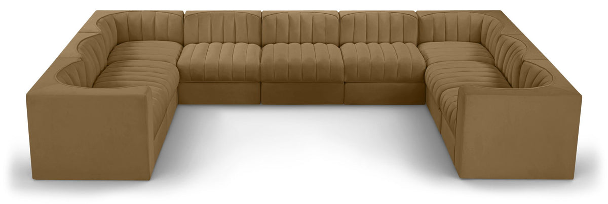 Rummi - Velvet Performance Fabric Upholstered 9 Piece Modular Sectional