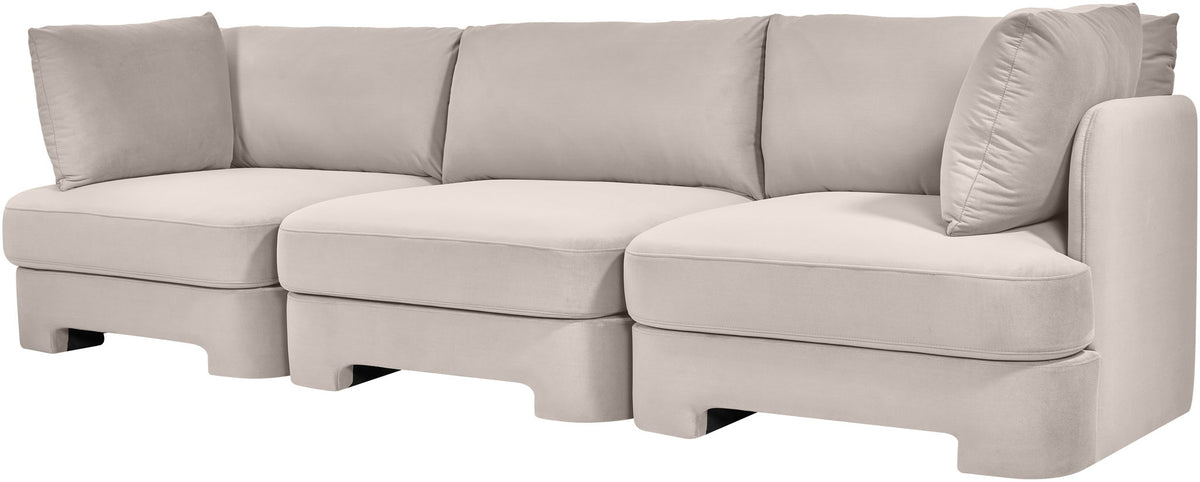 Hammond - Velvet Performance Fabric Upholstered 3 Piece Sofa