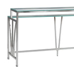 Celina - 72" Rectangle Tempered Glass Console Table - Shiny Nickel
