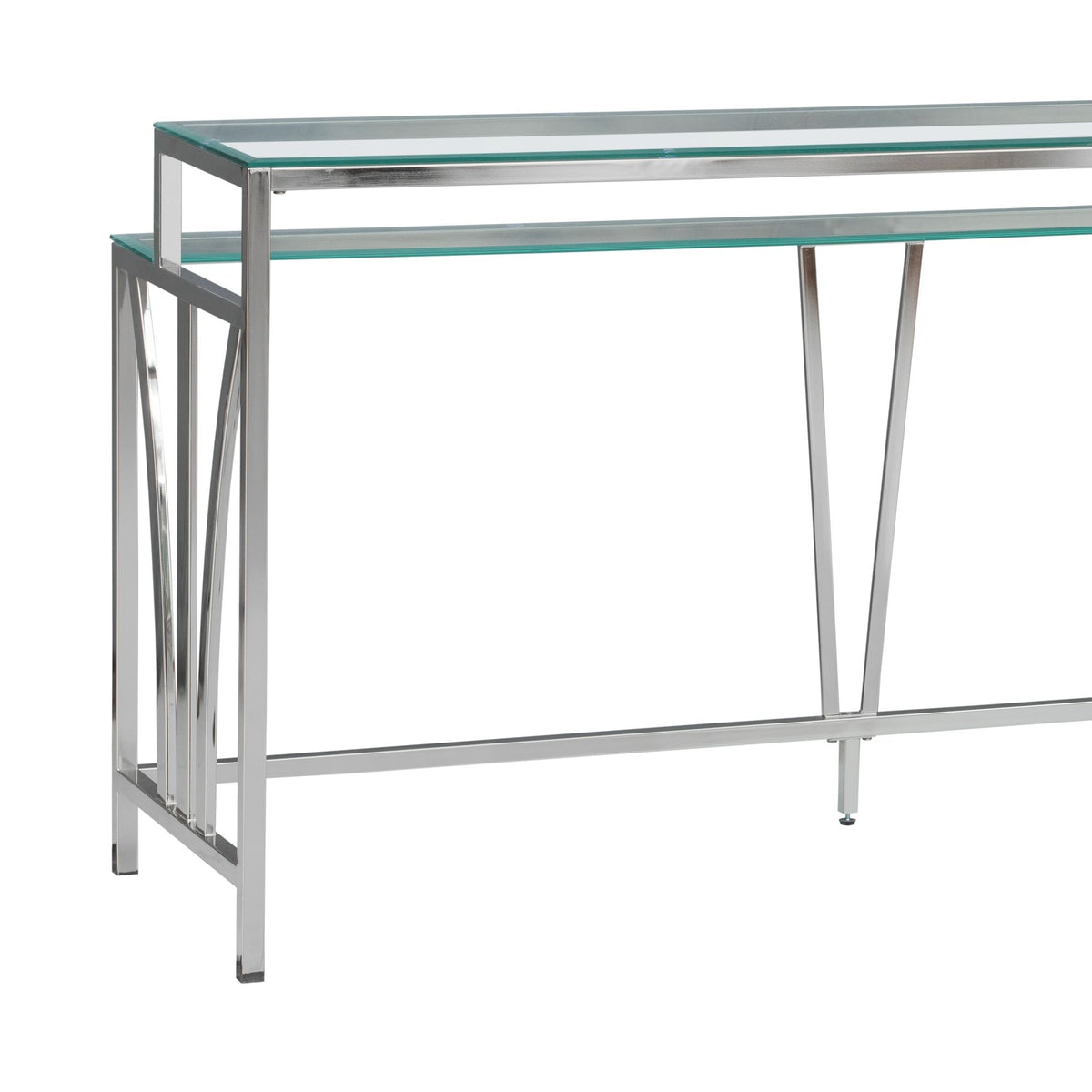 Celina - 72" Rectangle Tempered Glass Console Table - Shiny Nickel