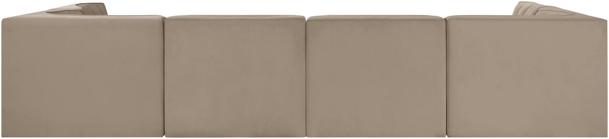 Rummi - Armless Velvet Performance Fabric Upholstered 6 Piece Modular Sectional