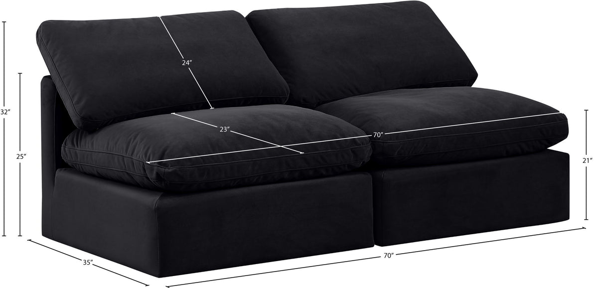 Indulge - Velvet 2 Seat Modular Armless Sofa