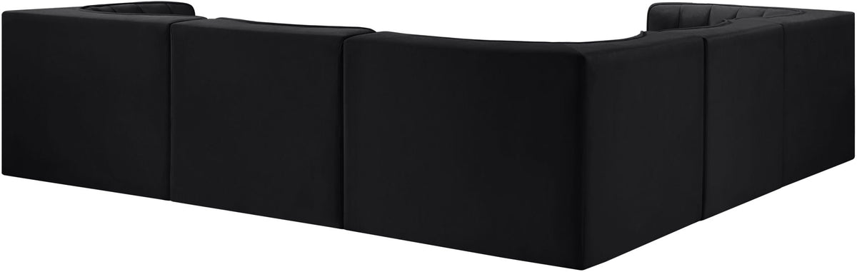 Rummi - Symmetrical Velvet Performance Fabric Upholstered 5 Piece Modular Sectional