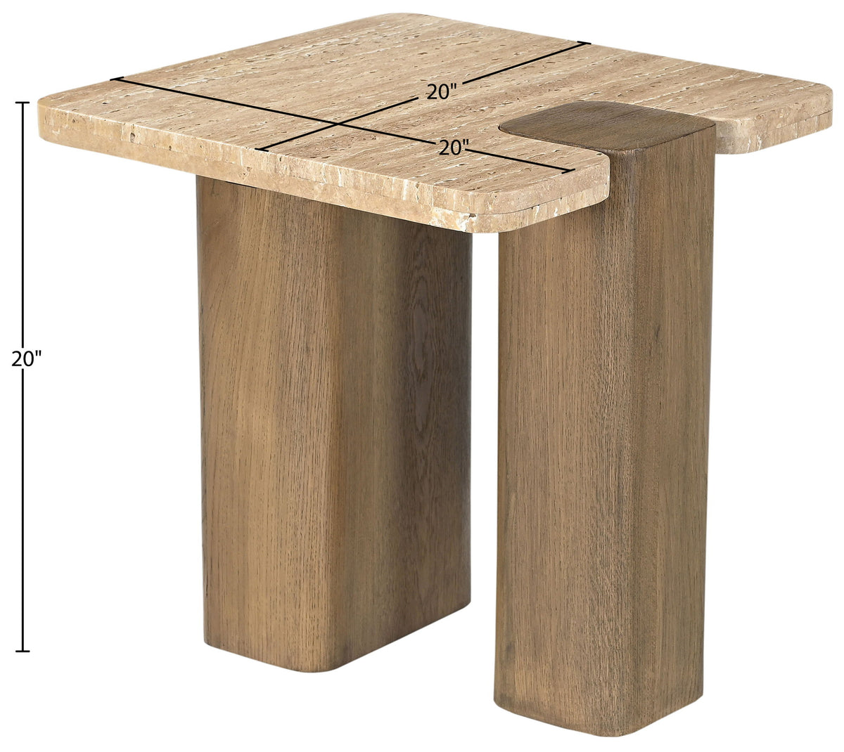 Ravenna - Genuine Fabric Travertine And Oak Wood Table