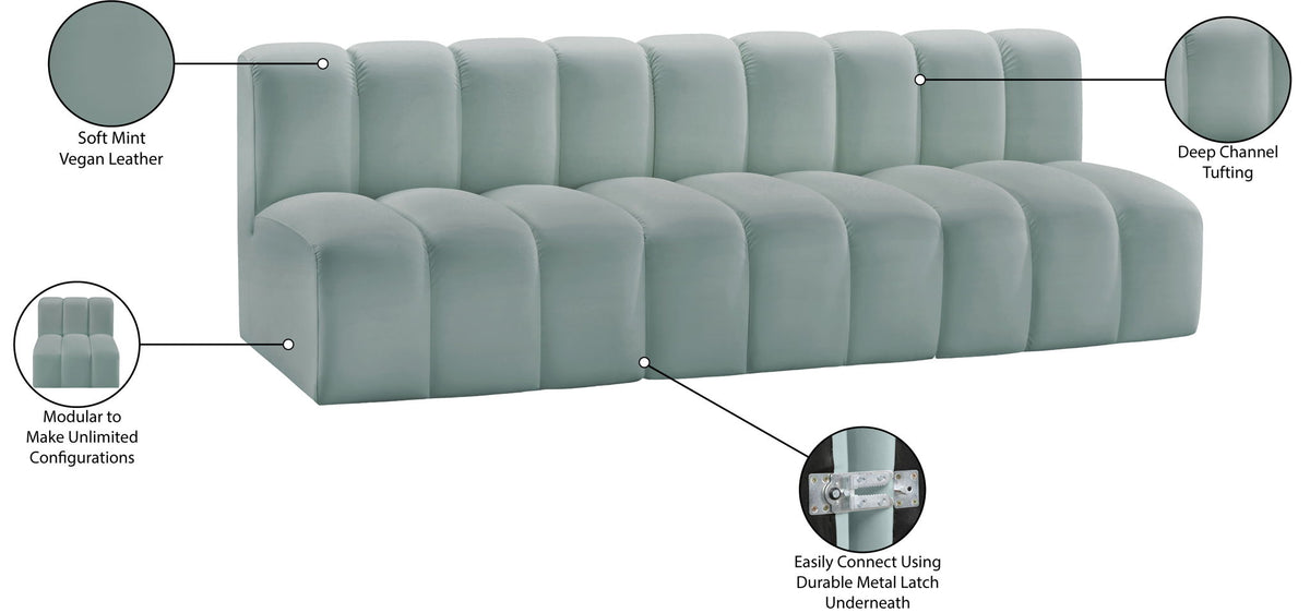 Arc - Faux Leather 3 Seats Modular Sofa