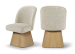 Marlowe - Linen Textured Fabric Upholstered Swivel Dining Side Chair - Stained Natural