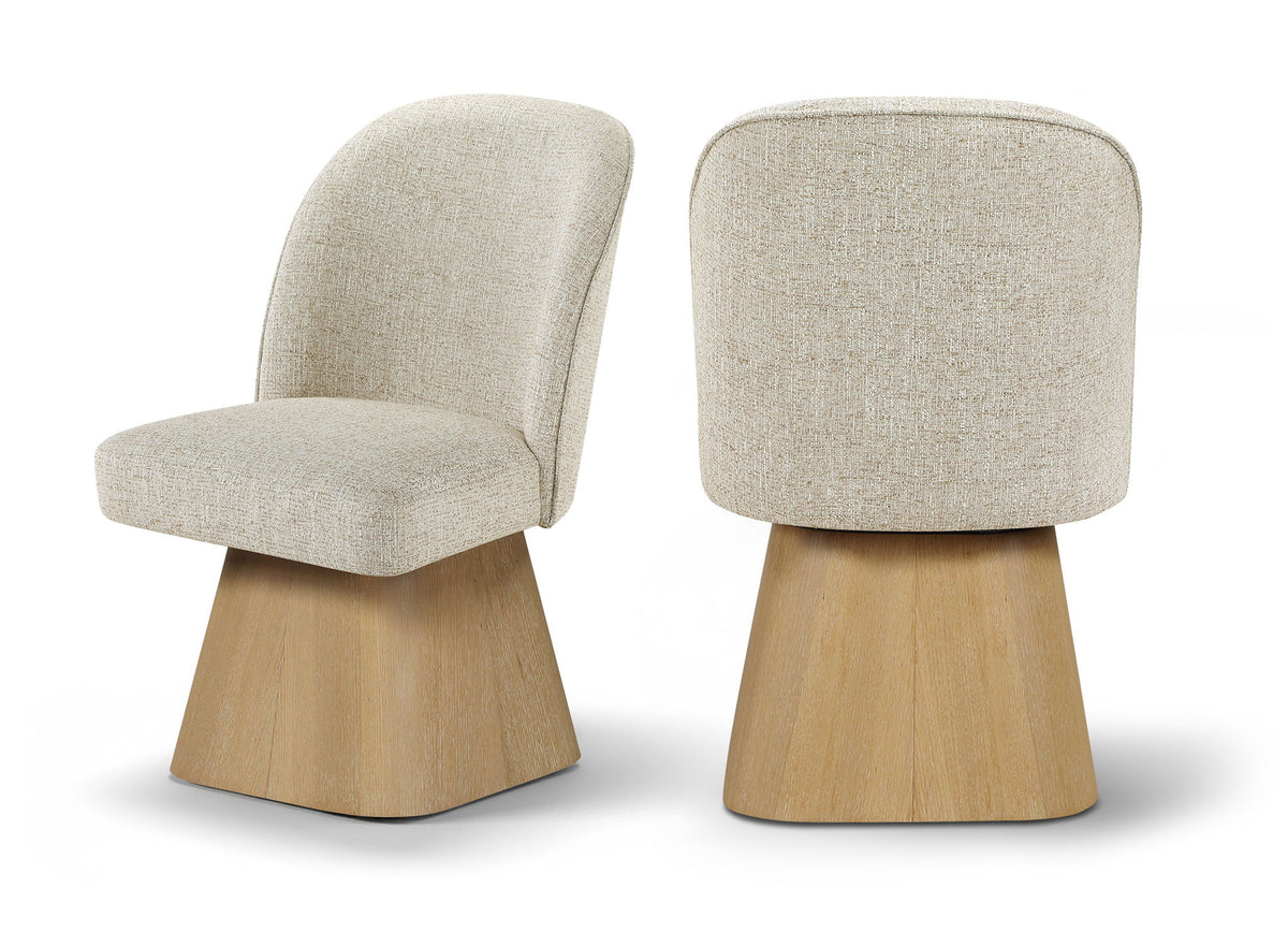 Marlowe - Linen Textured Fabric Upholstered Swivel Dining Side Chair - Stained Natural