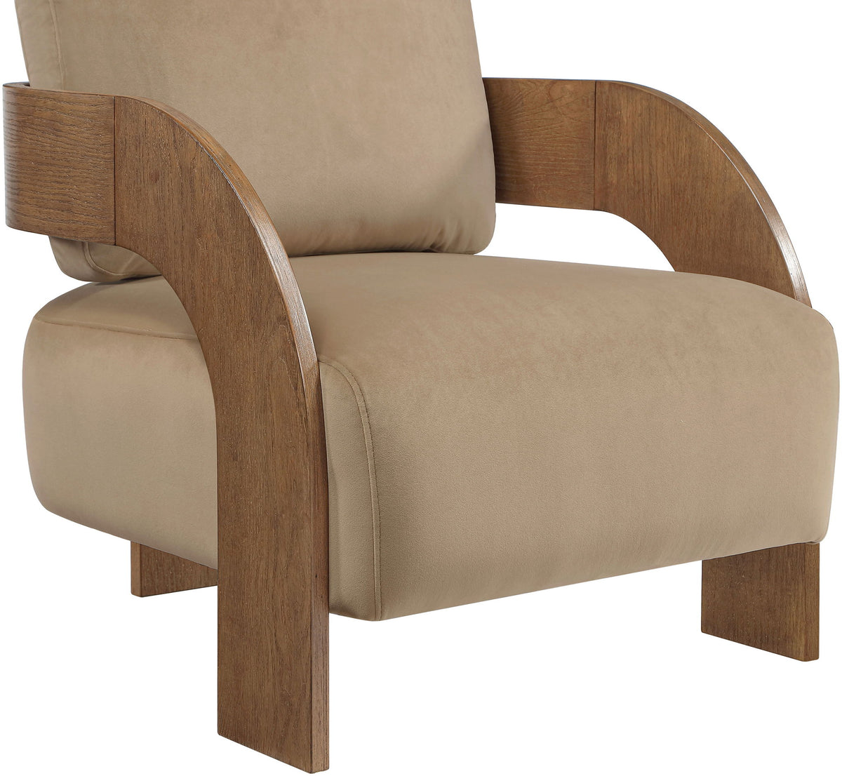 Cedra - Velvet Performance Fabric Upholstered Accent Chair - Brown Frame