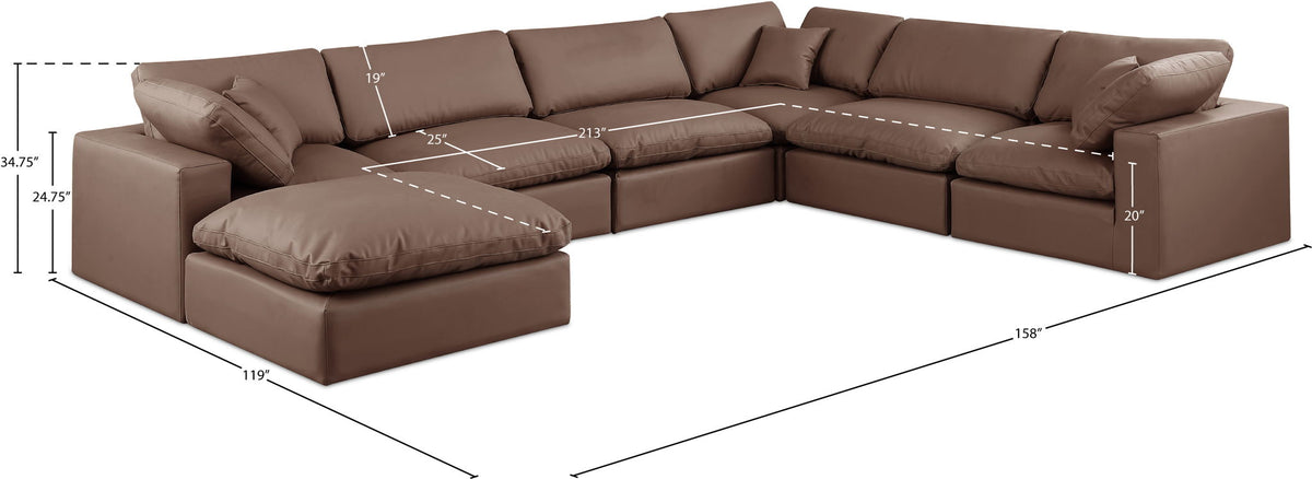 Comfy - 7 Piece Faux Leather Modular Sectional With Chaise