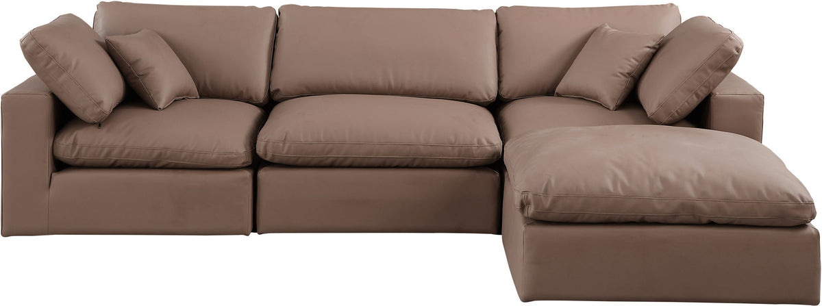Comfy - 4 Piece Faux Leather Modular Sectional With Chaise