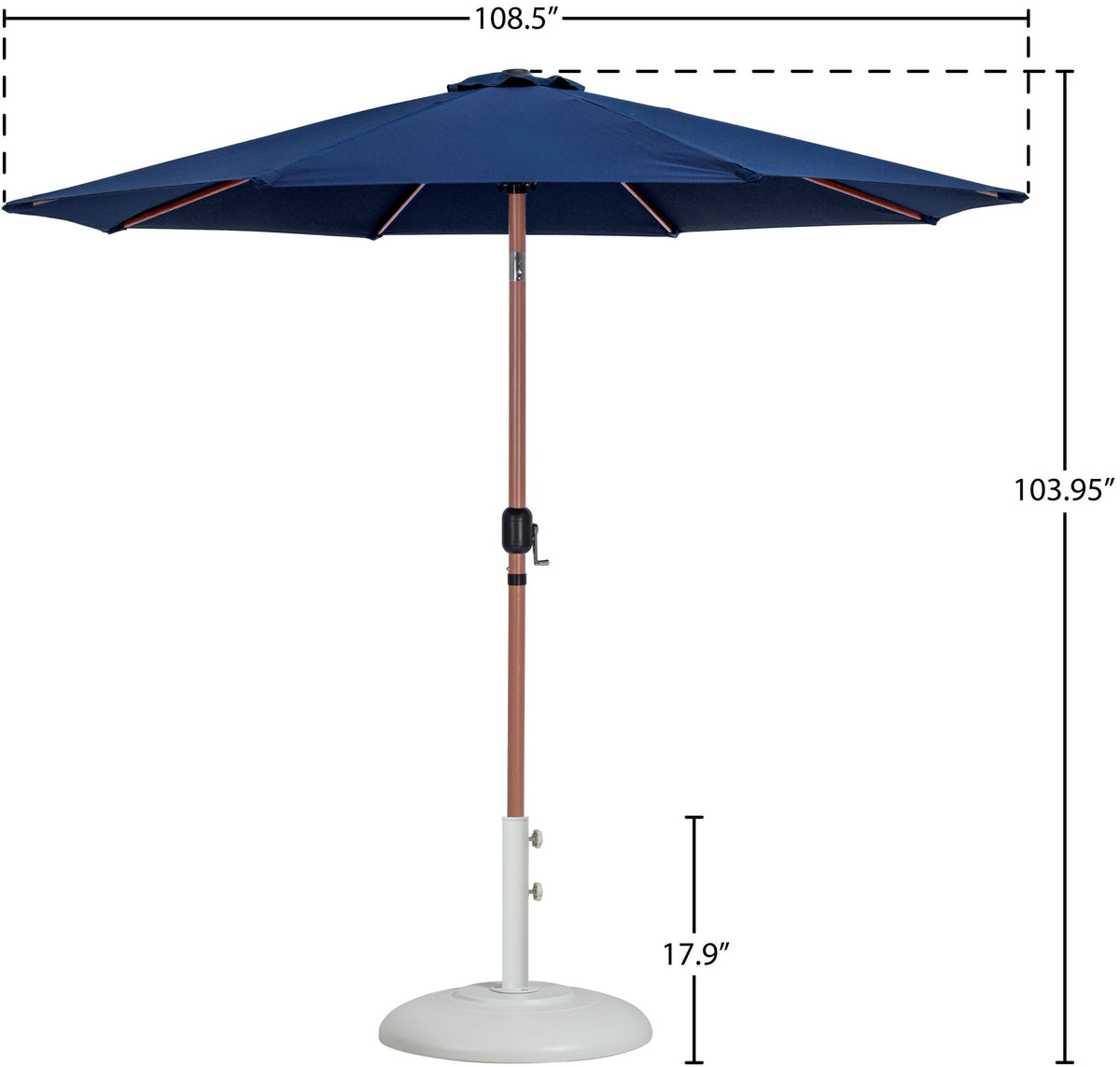 Fiji - Aluminum Patio Umbrella With Round White And Teak Base