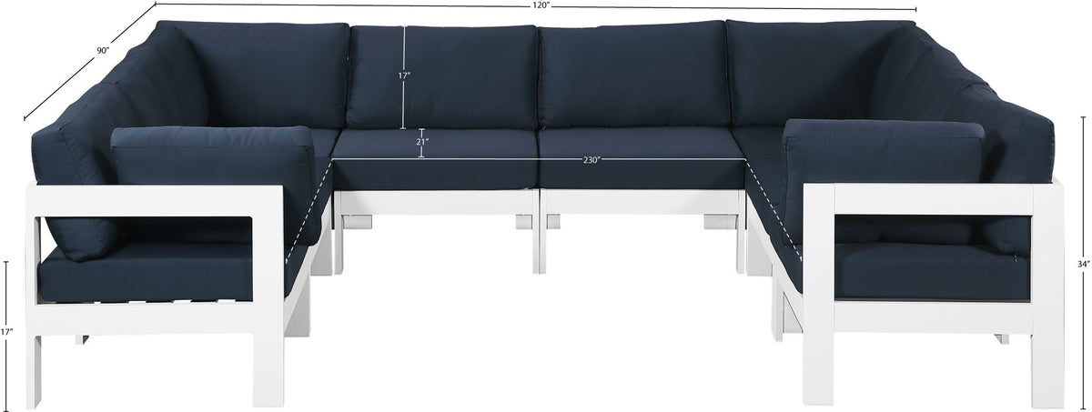 Nizuc - Outdoor Patio 8 Piece Modular Sectional With White Frame
