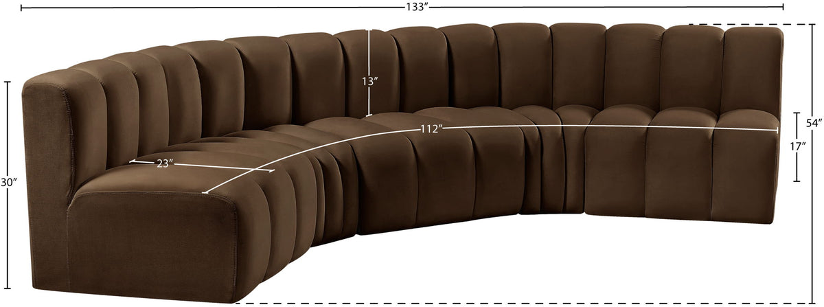 Arc - Velvet 5 Piece U-Shaped Modular Sofa