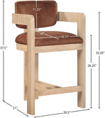 Sacha - Velvet Stool With Natural Base
