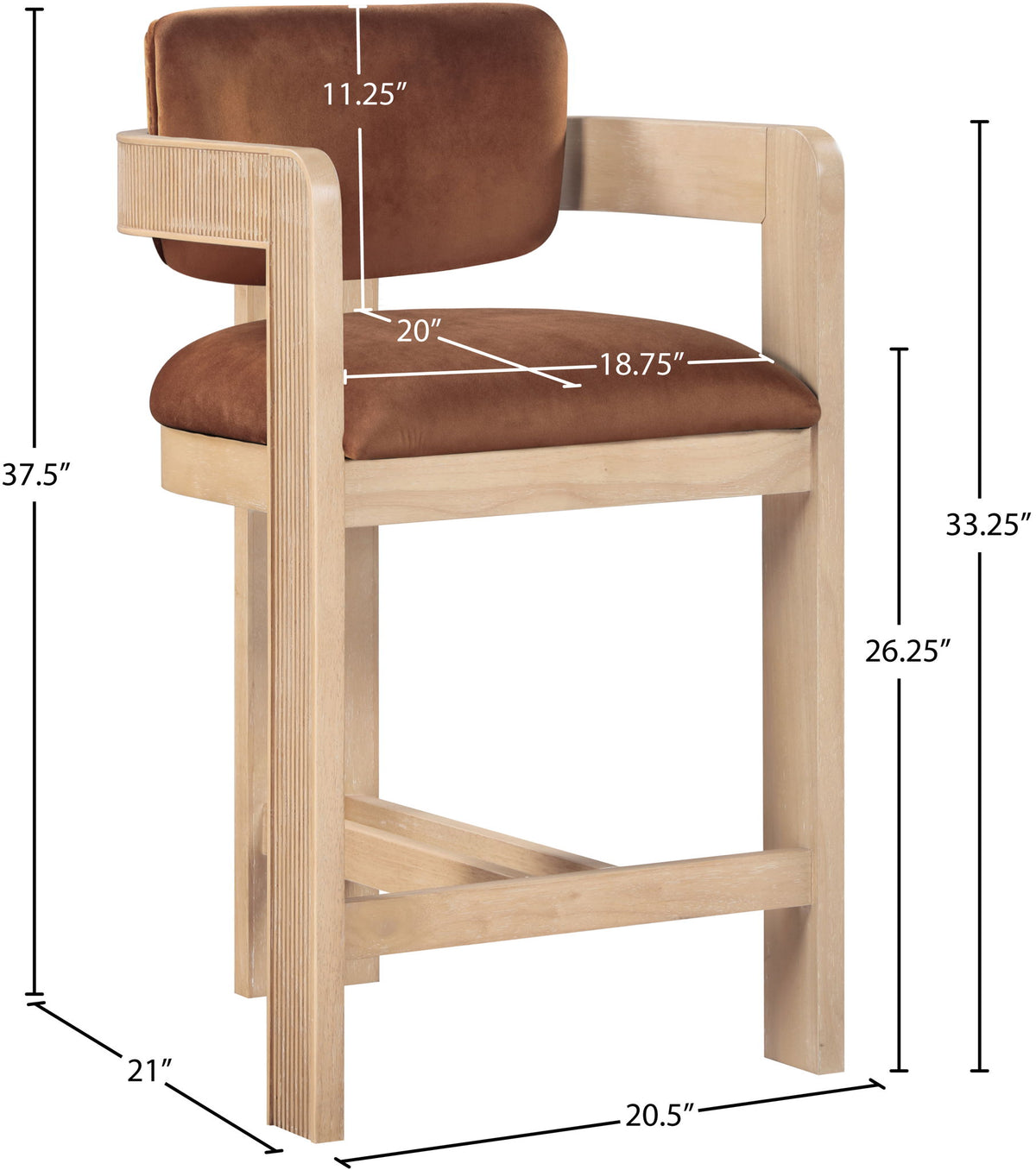 Sacha - Velvet Stool With Natural Base