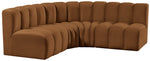 Arc - Velvet 4 Piece Corner Modular Sofa - Saddle