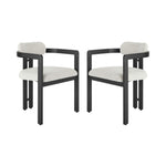 Jazmin - Outdoor Dining Chair With Boucle Cushion And Powder Coated Aluminum Frame (Set of 2) - Cream / Black
