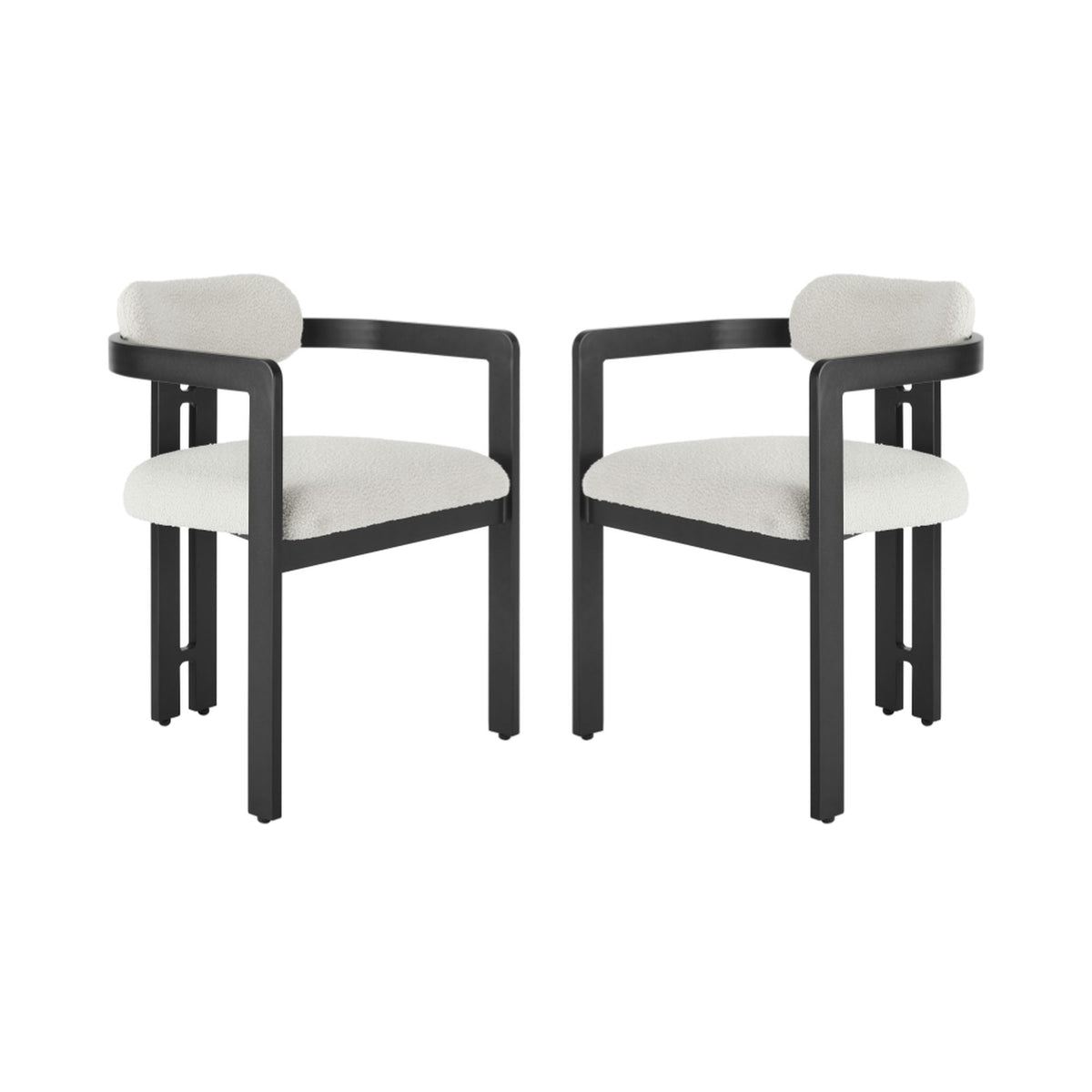 Jazmin - Outdoor Dining Chair With Boucle Cushion And Powder Coated Aluminum Frame (Set of 2) - Cream / Black