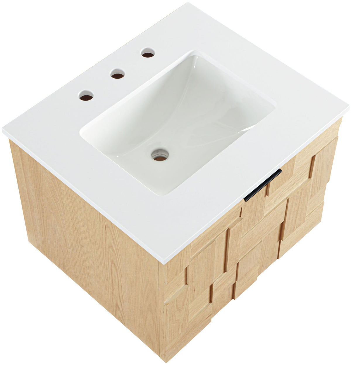 Leonardo - Engineered Stone And Solid Wood 24" Wall Mounted Bathroom Vanity
