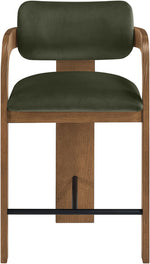 Cedra - Velvet Performance Fabric Upholstered Counter Stool - Brown Frame