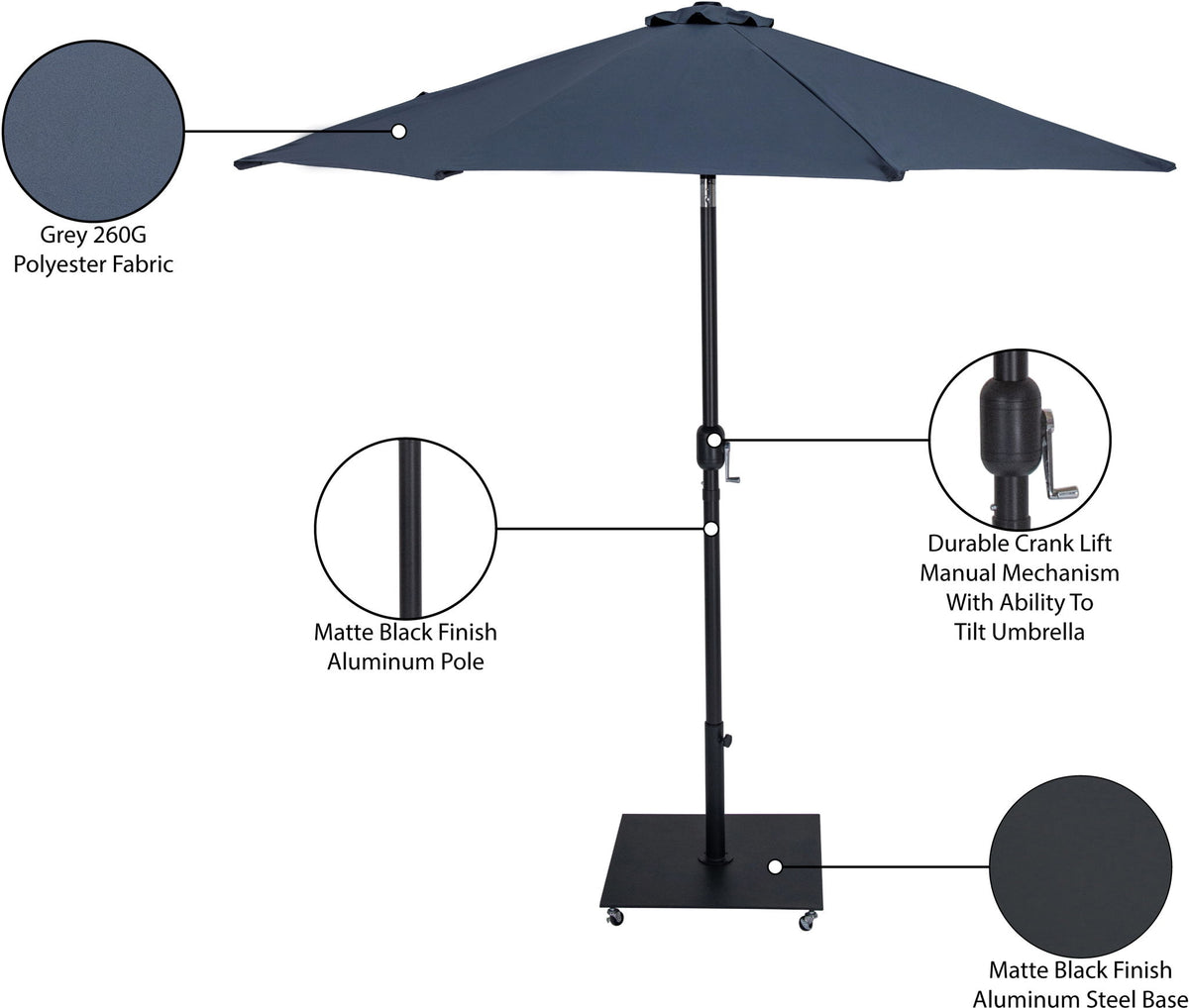 Fiji - Aluminum Patio Umbrella With Square Black Base