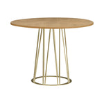 Santorini - 5-Piece Round Wood Tabletop Dining Table Set With Stools Seats Up To 4 - Light Cashew / Natural