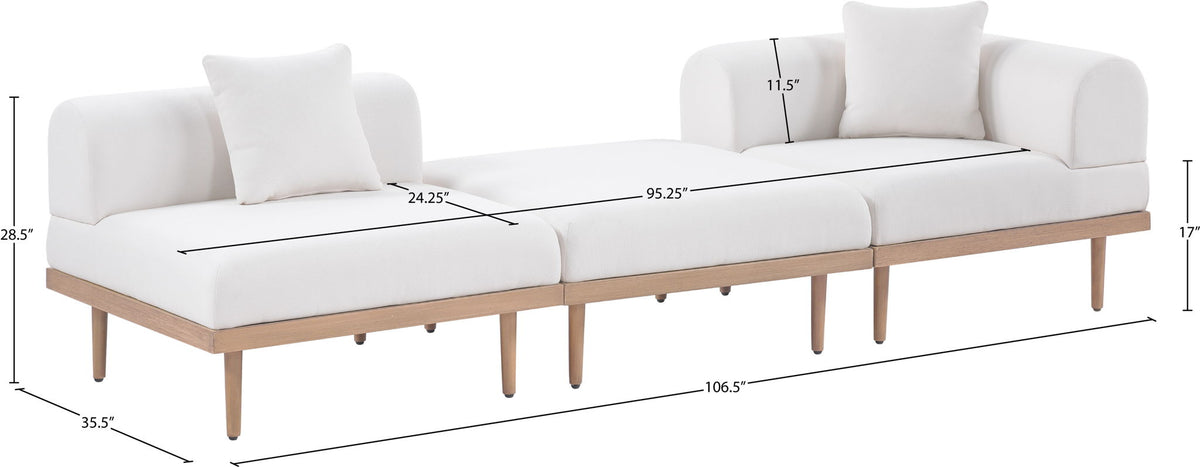 Laguna - 3 Piece Upholstered Outdoor Patio Modular Sofa With Backless Seat And 1 Arm